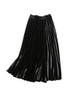 Black High Waisted Metallic Pleated Midi Skirt
