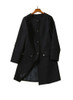 Black Collarless Mid-Length Cocoon Coat