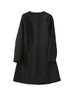 Black Collarless Mid-Length Cocoon Coat