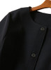 Black Collarless Mid-Length Cocoon Coat