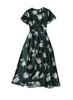 Ladylike Forest Green Dahlia-Print Midi Dress