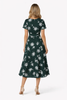 Ladylike Forest Green Dahlia-Print Midi Dress