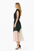 Meghan-Inspired Chiffon Black Top & Pleated Midi Skirt Co-Ord Set