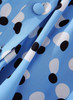 Sky-Blue Polka Dot Midi Dress with V-Neckline and Side Slit