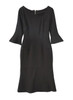 Black Asymmetric Neck Midi Dress with Fitted Silhouette