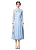 Pussy Bow Embroidered Tulle Dress in Blue