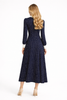 Navy Polka Dot Button-Down Midi Shirt Dress in Long Length