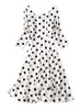 Polka Dot Square Neck Fit-and-Flare Midi Dress - Princess Catherine Inspired