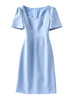 Pale Blue Sweetheart Neckline Puffed Sleeve Shift Dress