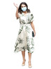 Tropical Leaf Print Mid-length Shirt Dress with Button Front