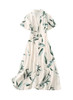 Tropical Leaf Print Mid-length Shirt Dress with Button Front