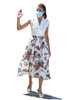 Floral Mock Two-Piece V-neck Dress with High-Rise and Flared Skirt