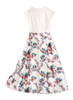 Floral Mock Two-Piece V-neck Dress with High-Rise and Flared Skirt