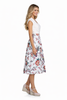 Floral Mock Two-Piece V-neck Dress with High-Rise and Flared Skirt