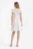 Floral Lace Embroidered White Fit-and-Flare Dress with Ruffle Sleeves