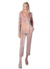 Dusty Pink Satin Double-Breasted Blazer and Cigarette Trousers Set