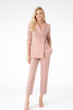Dusty Pink Satin Double-Breasted Blazer and Cigarette Trousers Set