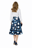 Puffy White Blouse & Geo Print A-line Skirt Set