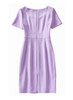 Lavender Sweetheart Neckline Puffed Sleeve Shift Dress