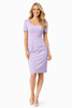 Lavender Sweetheart Neckline Puffed Sleeve Shift Dress