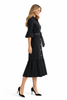 Black Denim-Like Tiered Shirt Dress with Asymmetric Hem