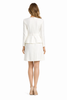 Off-White Peplum Dress with Wrap Over Neckline & Mock Two-Piece Design