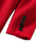 Red Longline Military Wool Coat with Double-Breasted Front