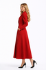 Red Longline Military Wool Coat with Double-Breasted Front