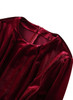 Luxury Velvet Fitted Waist Button Details Midi Dress in Burgundy