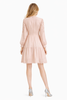 Embroidered Eyelet Knee-Length Dress with Stand-up Collar