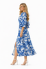 Blue and White Mosaic Pattern Midi Dress in Bobo Style