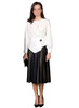 Asymmetric White Blouse with Snap Button & Black High-rise A-line Skirt Set