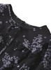 Black Wild Daisy Print Silk Dress with Ruffled Shoulders