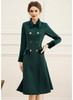 Forest Green Military Style Double-Breasted Coat with Gold Buttons