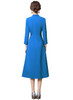 3/4 Sleeve Wrap-style Double Breasted Coat Dress in Blue