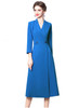 3/4 Sleeve Wrap-style Double Breasted Coat Dress in Blue