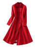 Velvet Collar Double Breasted A-line Midi Coat in Red