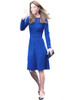 Royal Blue Round Neck Belted Fit and Flare A-line Dress