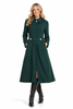 Green Military-style Structured Peplum Longline Coat