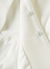Ivory Peplum Jacket and Knife Pleated Skirt Set in a Collarless Design