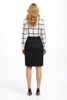 Windowpane Check Blouse and Satin Pencil Skirt Set with Pussy Bow Detail