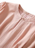 Nude Crew-neck Puff Short Sleeve Self-belt Flared Dress