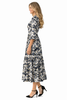 Vintage-inspired High Neck Crochet Floral Dress with 3/4 Sleeves
