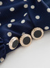 Victorian Navy Polka Dot Print Puffy Pleated Dress