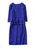 Royal Blue V-neck Floral Crochet Lace Peplum Skirt Dress