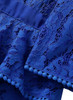 Royal Blue V-neck Floral Crochet Lace Peplum Skirt Dress