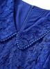 Royal Blue V-neck Floral Crochet Lace Peplum Skirt Dress