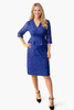 Royal Blue V-neck Floral Crochet Lace Peplum Skirt Dress
