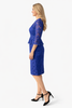 Royal Blue V-neck Floral Crochet Lace Peplum Skirt Dress
