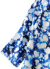 Blue Space Print Boat Neck Fit-and-Flare Dress with 3/4 Sleeves